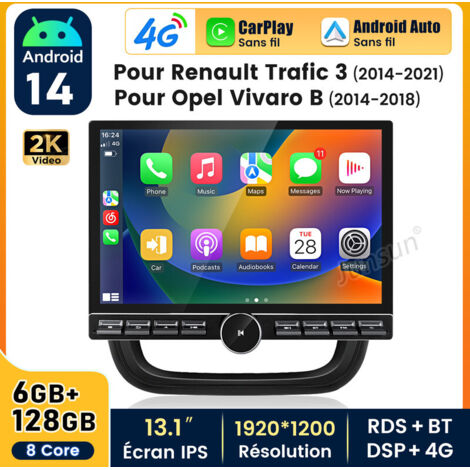 13 pouces Carplay Autoradio pour Renault Trafic 3 Android 6+128GB JUNSUN