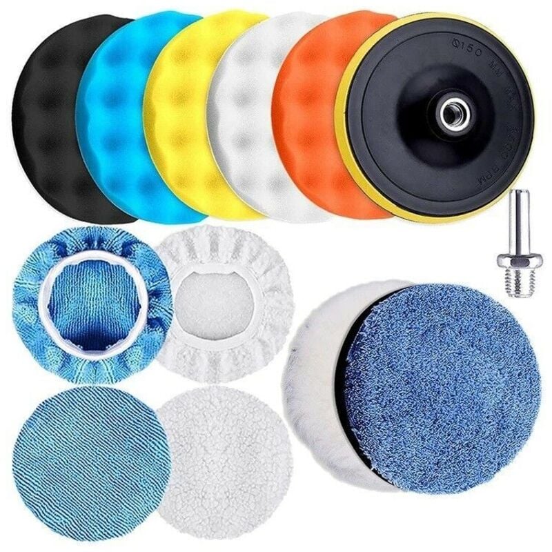 Image of 13 Stück 5'/150mm Polierschwamm Wolle Polierpad mit Adapter zum Auto Polieren
