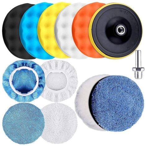 13 Stück Polierschwamm 5"/150 mm Polierpad Wollpolieren mit Adapter zum Autopolieren