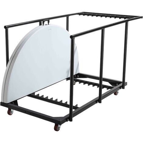 13 tables pliantes ronde 150 cm et chariot de transport blanc