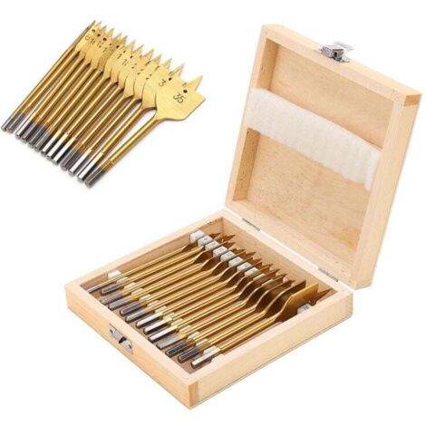 13-teiliger Flachbohrer aus Hartstahl, 1/4 Zoll Sechskantschaft, Spatenbohrer-Set, Lochschneider