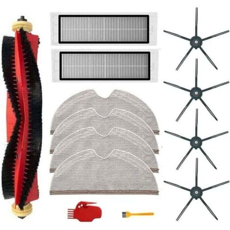 13-teiliges Set für Xiaomi Roborock S6 S60 S65 S5 MAX S6 MAXV S6 Pure Staubsaugerzubehör, 1 x Bürstenrolle, 2 x Filter, 4 x Wischtücher, 4 x Seitenbürsten