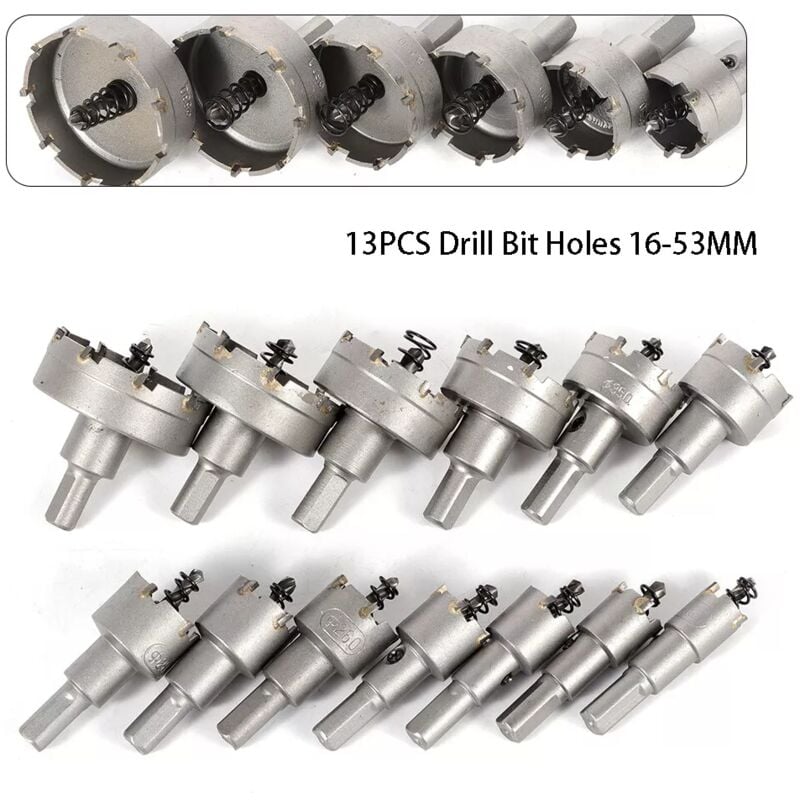 Image of Gojoy - 13 tlg Edelstahl Hartmetall Spitze tct Metall Bohrer tct Lochsäge Set Industrie