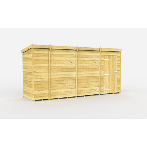 13 x 4 Feet Pent Shed - Single Door Without Windows - Wood - L118 x W387 x H201 cm