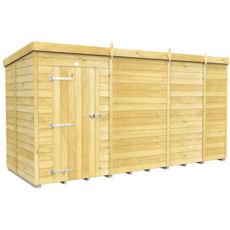 13 x 5 Feet Pent Shed - Single Door Without Windows - Wood - L147 x W387 x H201 cm