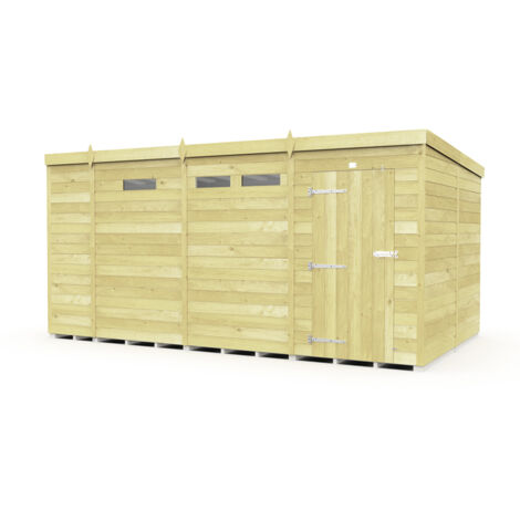 13 x 8 Feet Pent Security Shed - Single Door - Wood - L231 x W387 x H201 cm