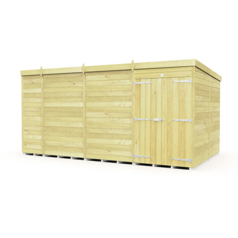 13 x 8 Feet Pent Shed - Double Door Without Windows - Wood - L231 x W387 x H201 cm