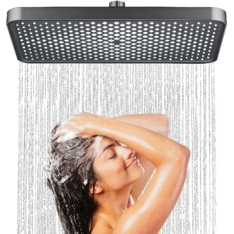 13-Zoll-Quadrat-Duschkopf, großer fest installierter Duschkopf mit Wassersparfunktion und hohem Wasserdruck, Decken-Regendusche mit Regeneffekt, Wasserfall-Duschkopf