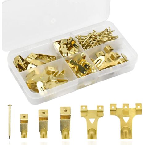 130 Pieces Metal Picture Hooks Kit with Screws for Photo Frame Canvas Clock Mirror