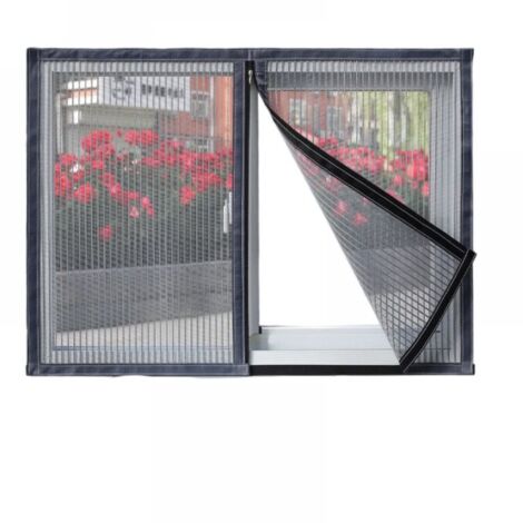130 x 150 cm Moustiquaire pour fenêtre - Moustiquaire pour chat - Avec ruban adhésif - Facile à installer - Avec fermeture éclair - À découper
