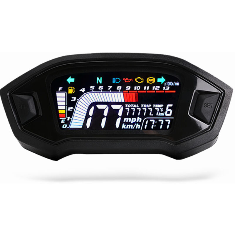 13000 tr/min Tachymètre universel moto LCD numérique rétroéclairage moto LCD numérique tachymètre compteur kilométrique Gauge Pour 1,2,4 cylindres