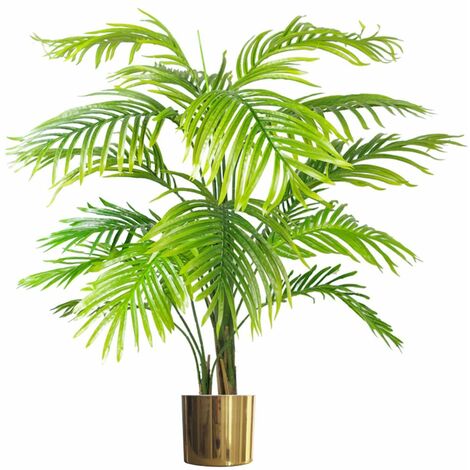 130cm Artificial Areca Palm Tree - Extra Large with Gold Metal Planter