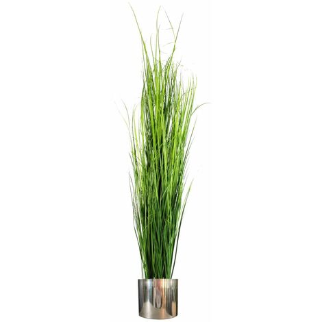 130cm Artificial Extra Large Grass Plant with Silver Metal Plater