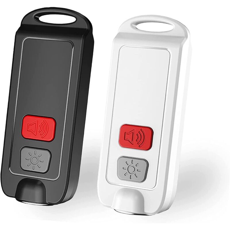 130dB Alarme de sécurité personnelle Alarme d'autodéfense Rechargeable Lampe de Poche LED d'urgence pour Femmes, Personnes âgées, Enfants (Noir et