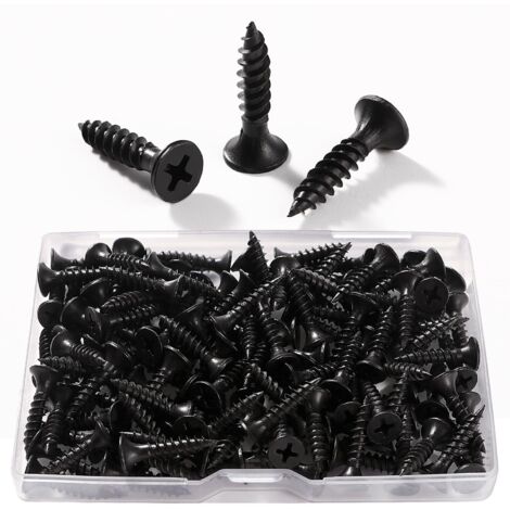 130pcs M3.520mm Thick Thread Wood Screws, Phillips Screws, Self Tapping Screws, for Drywall, Wood Furniture, Black