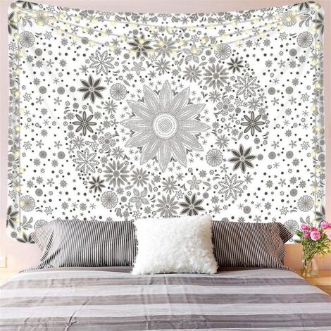 130x150cm Bohme Mandala Tenture Murale Tapisserie Pour La Nature Dcorations Couvre-lit Courverture Pour La Maison Salon Chambre Dortoir Dcor (blan