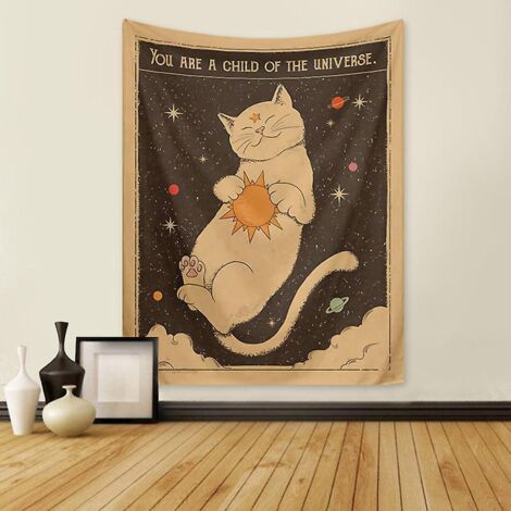 130x150cm Chat Noir Tenture Murale Tapisserie Pour La Nature Dcorations Couvre-lit Courverture Pour La Maison Salon Chambre Dortoir Dcor
