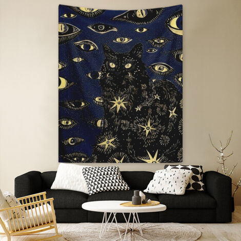 130x150cm Dark Blue Wall Hanging Tapestry for Nature Decorations Bedspread Blanket for Home Living Room Bedroom Dorm Decor