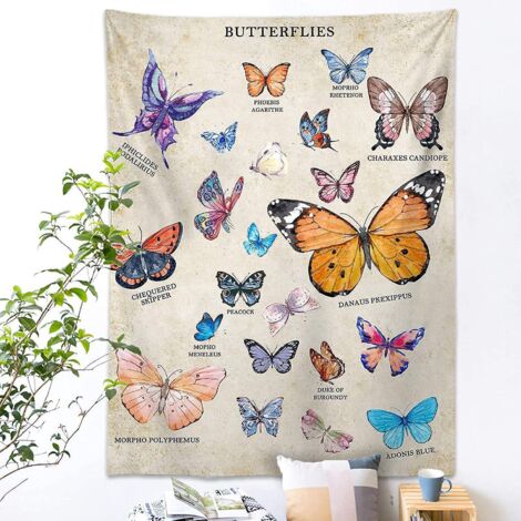 130x150cm Papillons Bohme Mandala Tenture Murale Tapisserie Pour La Nature Dcorations Couvre-lit Courverture Pour La Maison Salon Chambre Dortoir