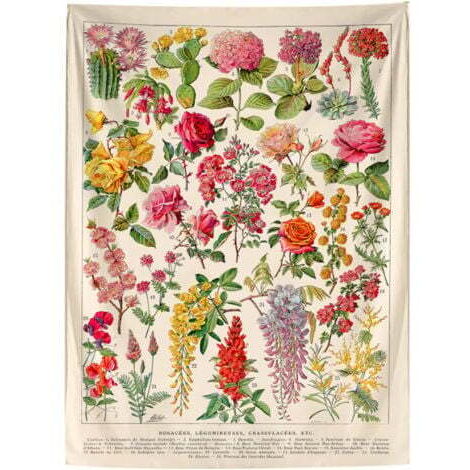 130x150cm Plantes à fleurs Tenture Murale Tapisserie pour la Nature Décorations Couvre-lit Courverture pour la Maison Salon Chambre Dortoir Décor