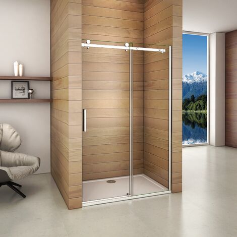 130x195 cm Porta Doccia Per Nicchia Anta Scorrevole Ingresso Laterale in Vetro 6 mm Temperato Trasparente Telai In Alluminio Cromato Lucido