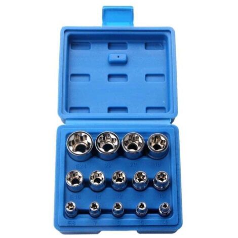 （130x57x115mm）Juego de 14 vasos Torx hexagonales E4-E24