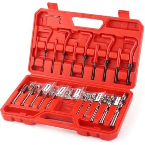 131 Pièces Kit de réparation Filetage, Filet Insertion Fil Métrique M5, M6, M8, M10, M12 tarauds et forets Outils Filetage -