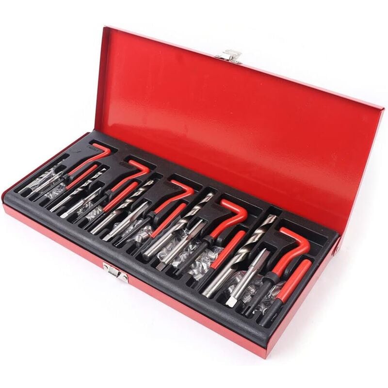 Gojoy - 131pièces Kit de Réparation de Filetage réparation de Filetage Perceuse d'outils Helicoil Auto M5 M6 M8 M10 M12 Moteur de Voiture