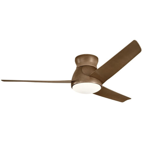 132 cm Deckenventilator mit 3 Flügeln und LED-Licht Walnuss IP44 Fernbedienung Ventilatore da soffitto a 3 pale da 132 cm con telecomando in noce chiaro IP44