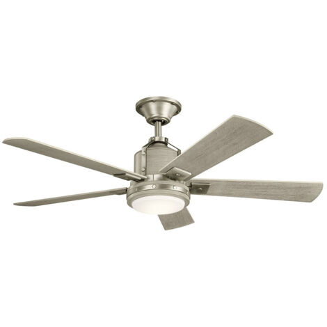 132 cm Deckenventilator mit 5 Flügeln und LED-Fernbedienung aus gebürstetem Nickel Ventilatore da soffitto a 5 pale da 132 cm con telecomando in nichel spazzolato a luce LED