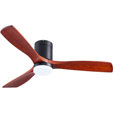 AQRAU 132 cm Deckenventilatoren Ventilator Decke Deckenventilator mit beleuchtung und fernbedienung leise - Braunes Holzflügel