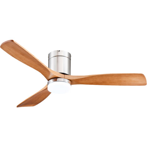 AQRAU 132 cm Deckenventilatoren Ventilator Decke Deckenventilator mit beleuchtung und fernbedienung leise - Naturholzflügel Silber