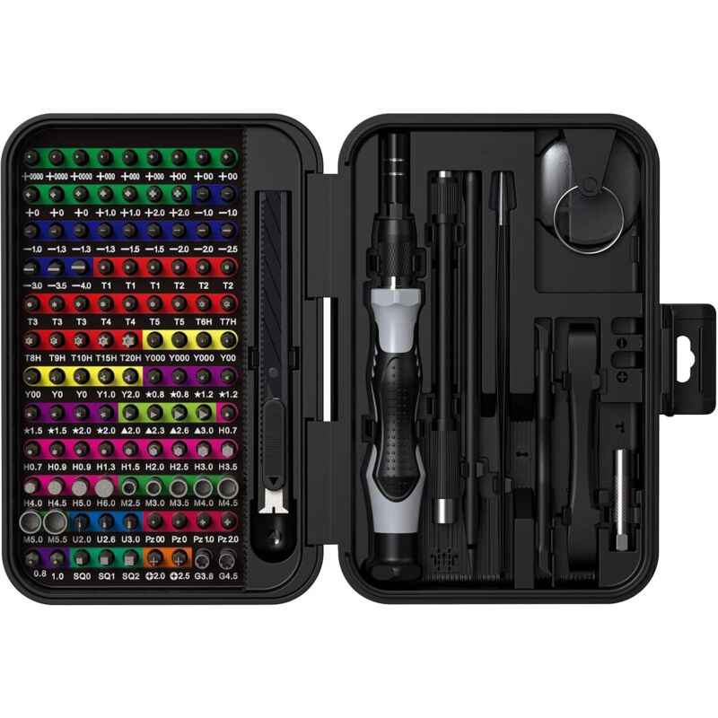 132 en 1 Tournevis de Precision,Portable Kit, Magnétique Outils de Réparation Pour Réparer Smartphone,Ordinateur,Tablette,Lunettes,Montre,Petits