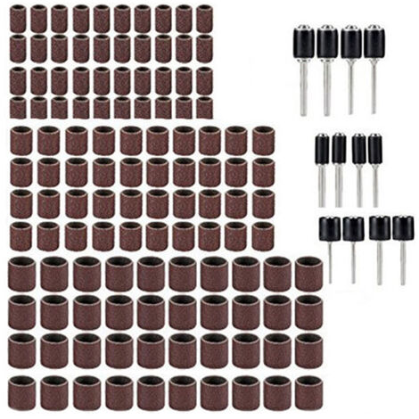 132 pieces ensemble de meulage electrique travail du bois sculpture sur bois meulage electrique anneau de papier de verre roue de polissage pelage anneau en tissu emeri avec poignee
