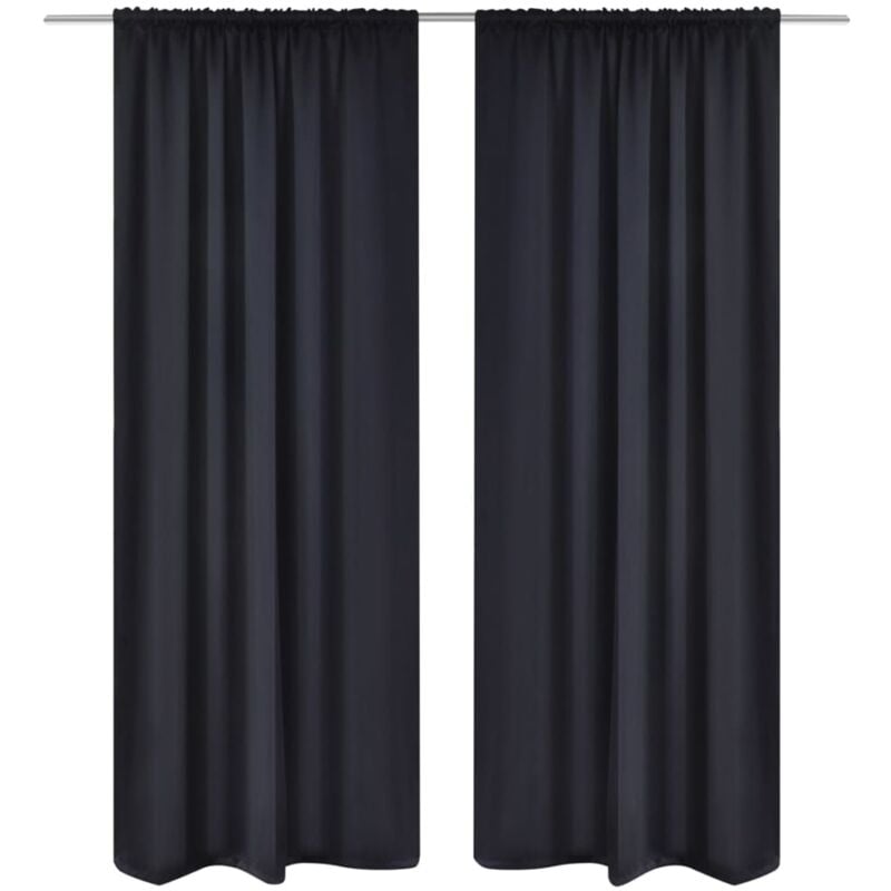 2 pcs Black Slot-Headed Blackout Curtains 135 x 245 cm Vidaxl