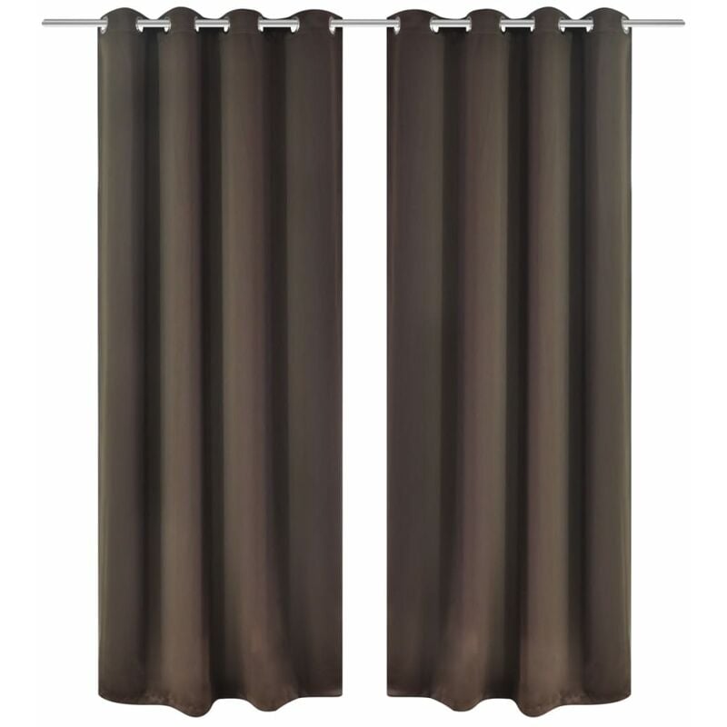 2 pcs Brown Blackout Curtains with Metal Rings 135 x 245 cm Vidaxl