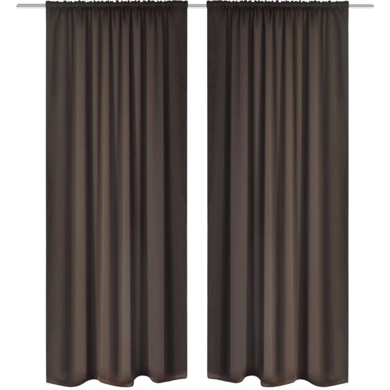 2 pcs Brown Slot-Headed Blackout Curtains 135 x 245 cm Vidaxl