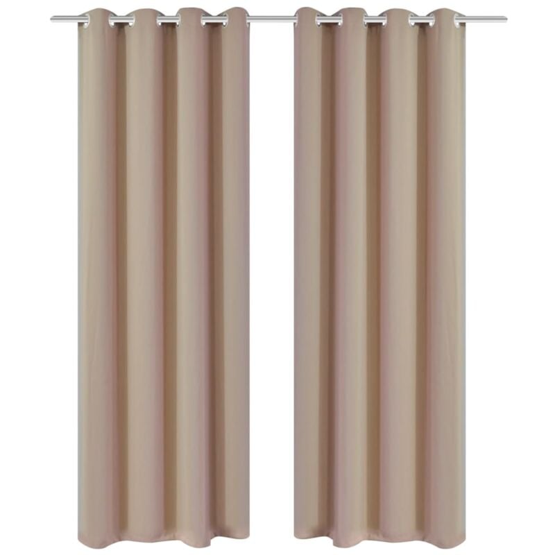 2 pcs Cream Blackout Curtains with Metal Rings 135 x 245 cm Vidaxl