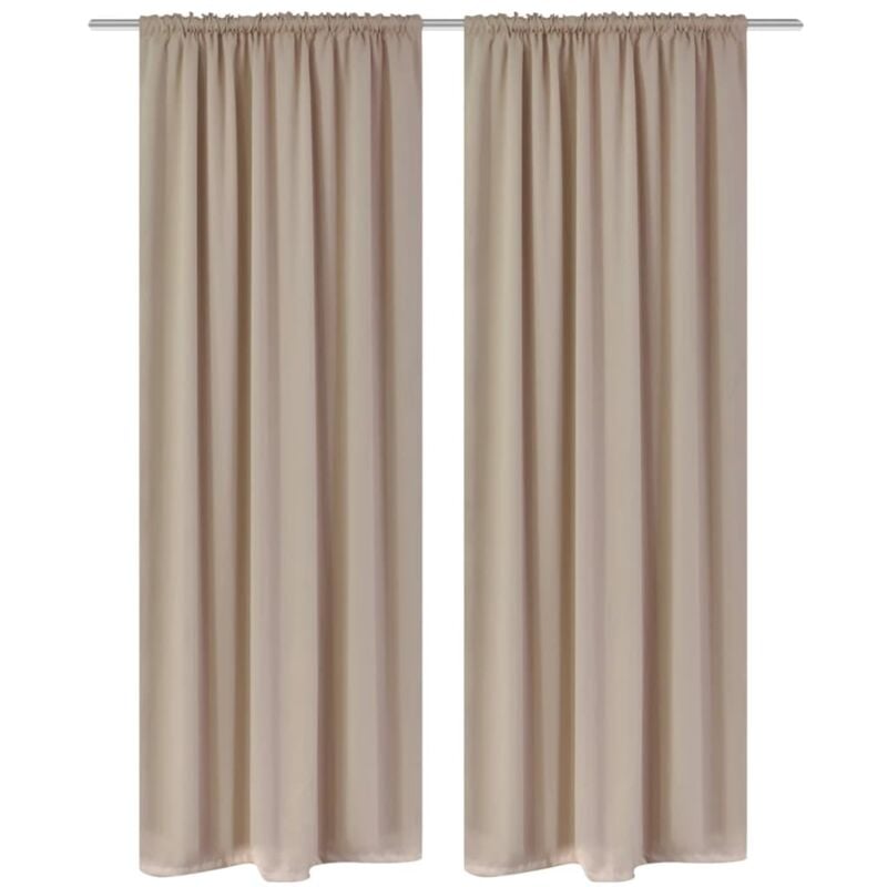 2 pcs Cream Slot-Headed Blackout Curtains 135 x 245 cm Vidaxl