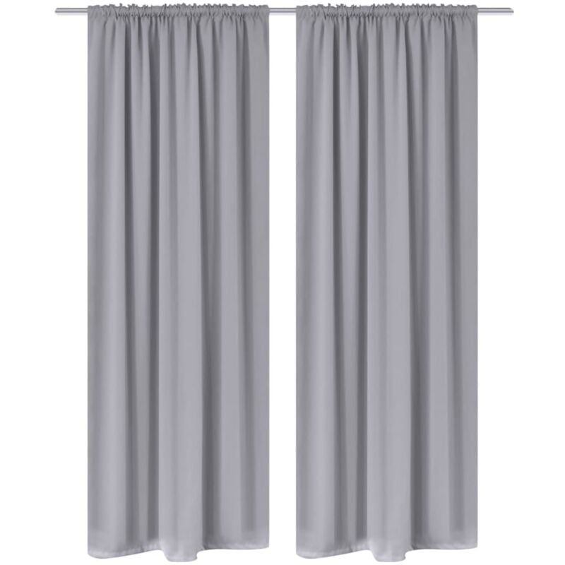 2 pcs Grey Slot-Headed Blackout Curtains 135 x 245 cm Vidaxl