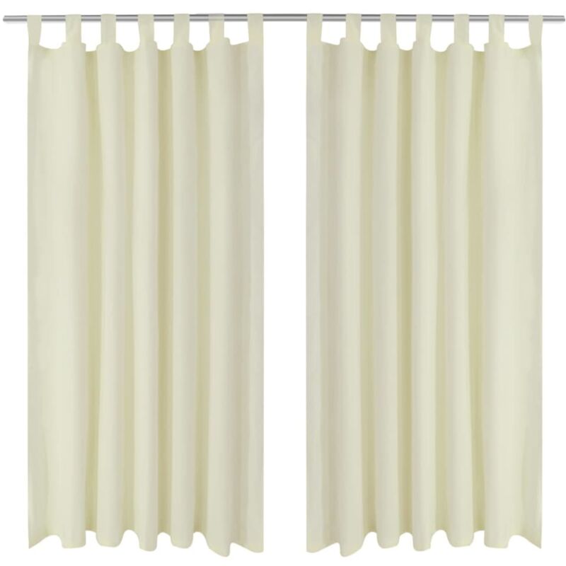 2 pcs Cream Micro-Satin Curtains with Loops 140 x 175 cm Vidaxl