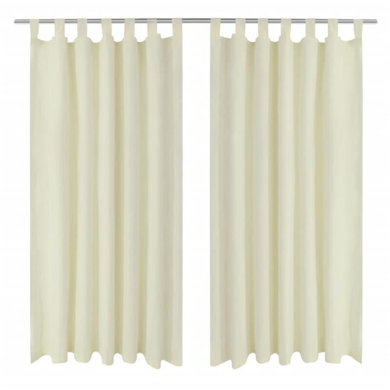 2 pcs Cream Micro-Satin Curtains with Loops 140 x 245 cm Vidaxl