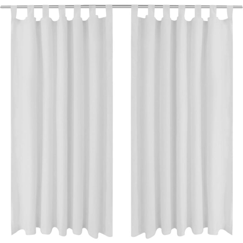 2 pcs White Micro-Satin Curtains with Loops 140 x 225 cm Vidaxl