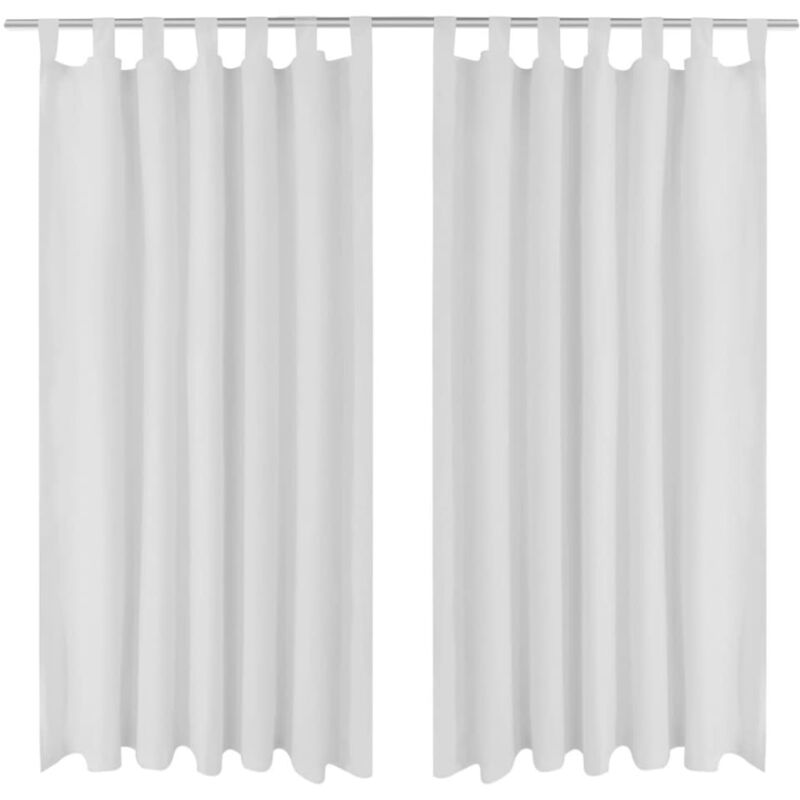 2 pcs White Micro-Satin Curtains with Loops 140 x 245 cm Vidaxl