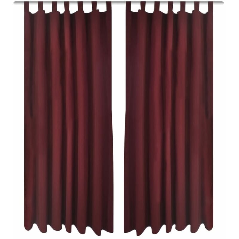 2 pcs Bordeaux Micro-Satin Curtains with Loops 140 x 225 cm Vidaxl