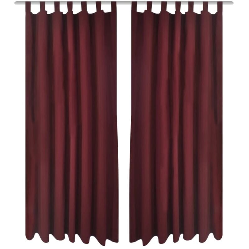 2 pcs Bordeaux Micro-Satin Curtains with Loops 140 x 245 cm Vidaxl