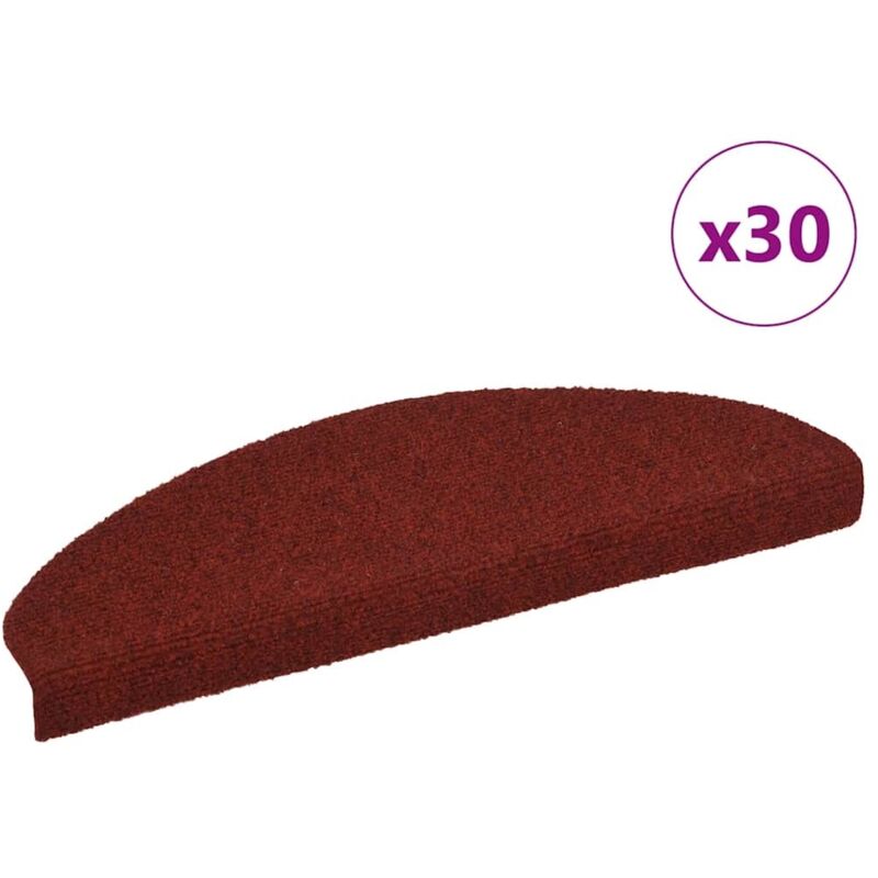 Vidaxl - Stair Mats Self-adhesive 30 Pcs 65x21x4 Cm Bordeaux Red Half Round Large