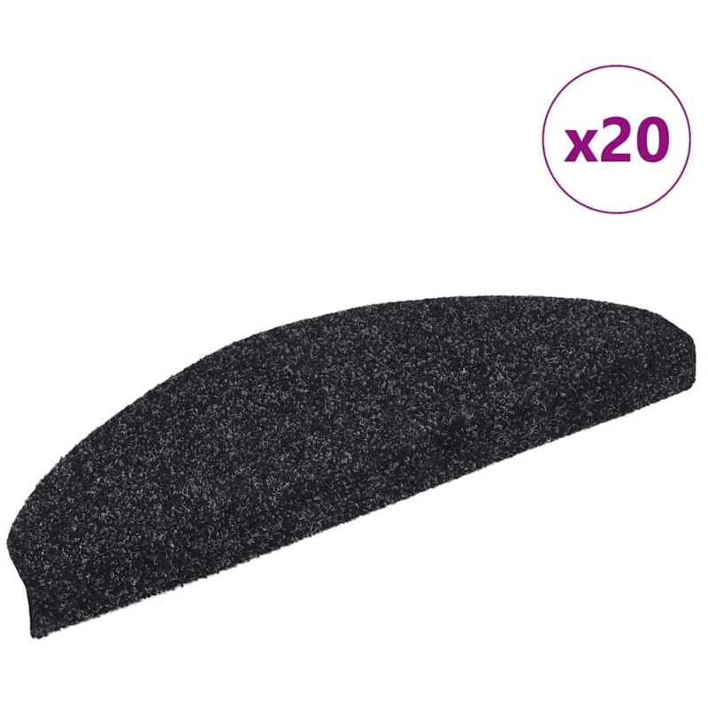 Vidaxl - Stair Mats Self-adhesive 20 Pcs 65x21x4 Cm Black Half Round Large