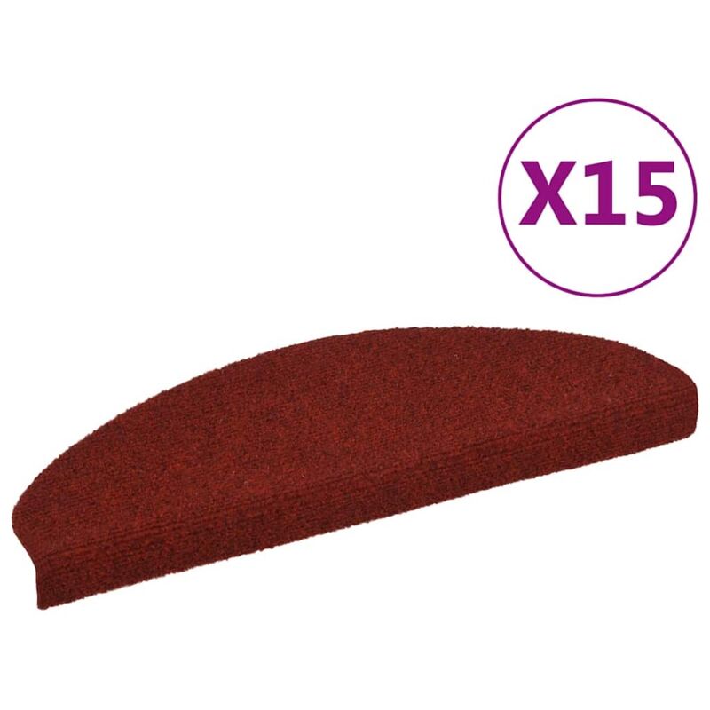 15 Pcs Self-adhesive Stair Mats Needle Punch 65x21x4 Cm Red Vidaxl