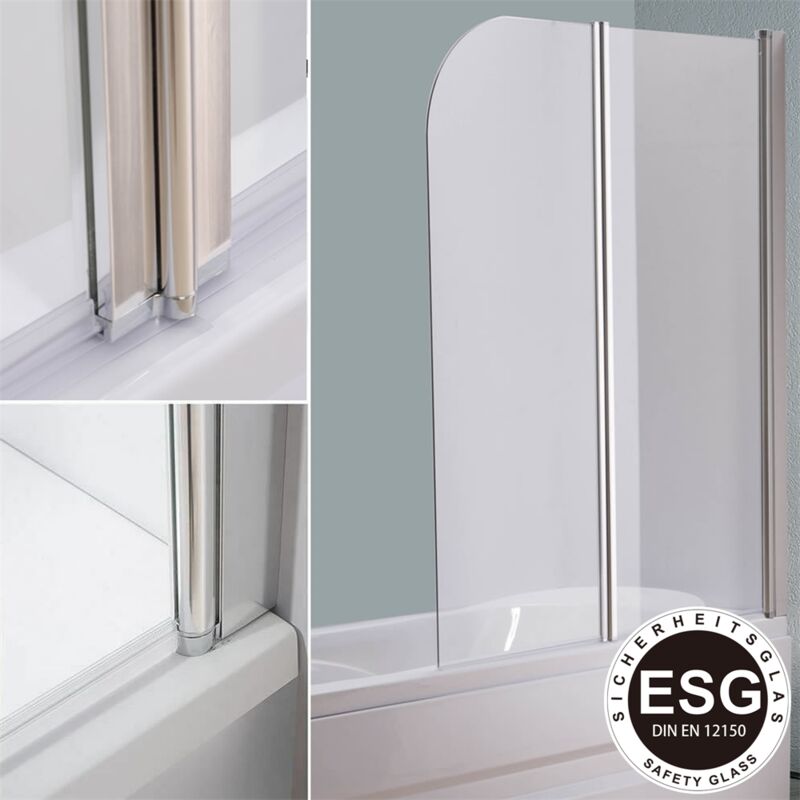 

Mampara de ducha cabina de ducha bañera 133CM transparente paneles plegables para bañera o ducha biombo abatible hoja de bañera